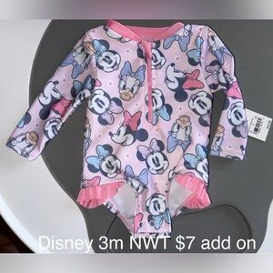 Disney Pink and Blue Minnie Mouse Long Sleeve Bodysuit